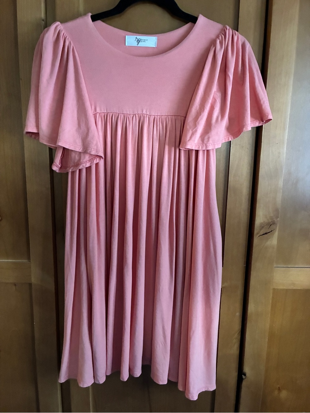 Remie Girl Flutter Sleeve Pink Dress Very Full Size 10 #117